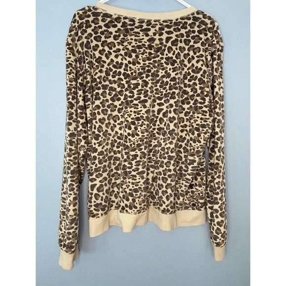 Honeydew Women Velour Lounge Pajama Top Leopard Print Super Soft Comfy Size XL - Picture 2 of 3